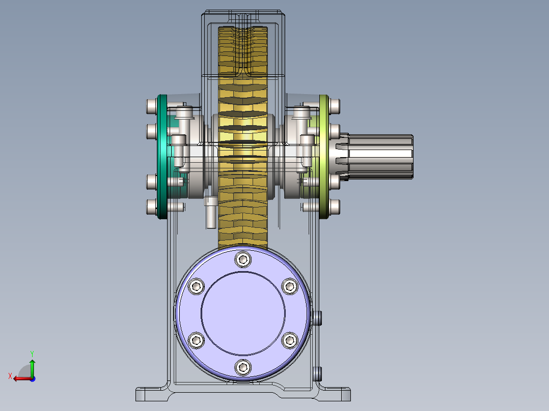 83蜗轮蜗杆齿轮箱3D图纸 Solidworks设计 附STEP后视图