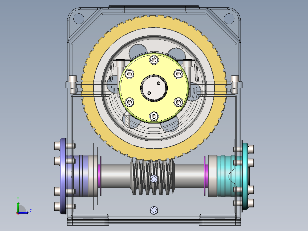83蜗轮蜗杆齿轮箱3D图纸 Solidworks设计 附STEP左视图