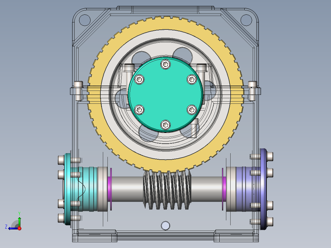 83蜗轮蜗杆齿轮箱3D图纸 Solidworks设计 附STEP右视图