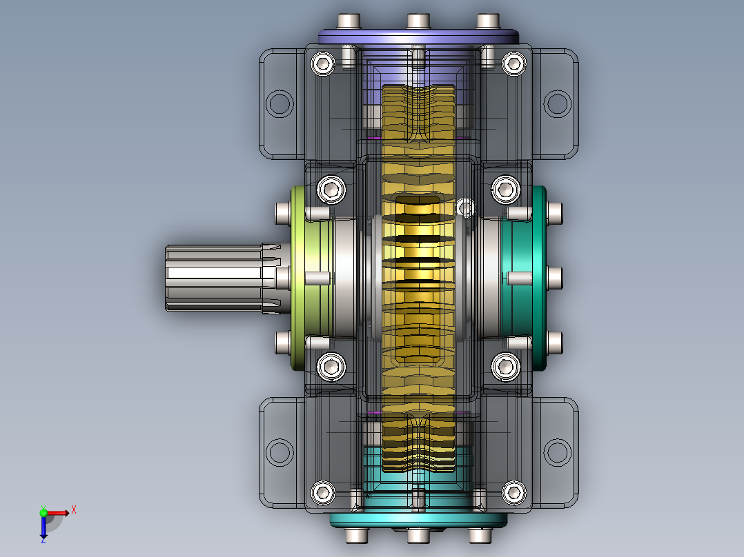 83蜗轮蜗杆齿轮箱3D图纸 Solidworks设计 附STEP俯视图