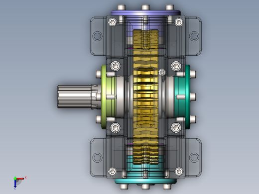 83蜗轮蜗杆齿轮箱3D图纸 Solidworks设计 附STEP俯视缩略图