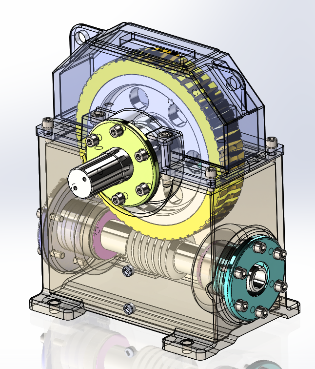 83蜗轮蜗杆齿轮箱3D图纸 Solidworks设计 附STEP