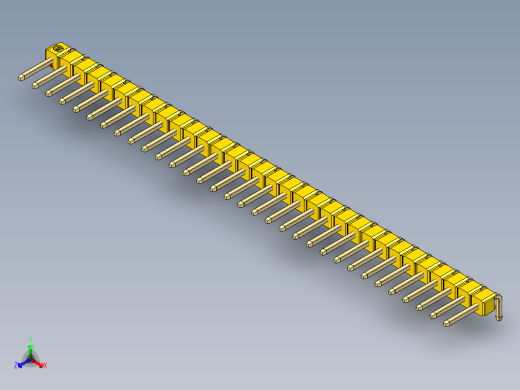 彩色公排针 100mil 2.54mm 系列-DS1022_yellow_1x32p_100mil_TypeD_rev1.0