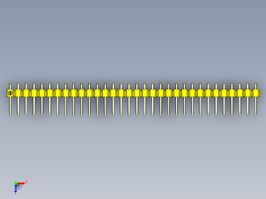 彩色公排针 100mil 2.54mm 系列-DS1022_yellow_1x32p_100mil_TypeD_rev1.0俯视缩略图