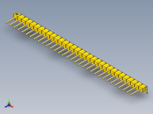 彩色公排针 100mil 2.54mm 系列-DS1022_yellow_1x32p_100mil_TypeD_rev1.0正等轴测缩略图