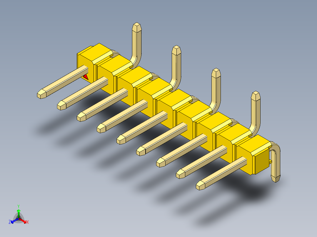 彩色公排针 100mil 2.54mm 系列-DS1022_yellow_09p_100mil_Type_SMT_R2_rev1.0主视图