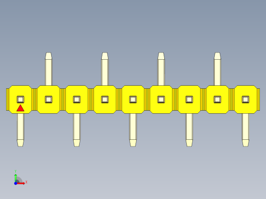 彩色公排针 100mil 2.54mm 系列-DS1022_yellow_09p_100mil_Type_SMT_R2_rev1.0前视缩略图