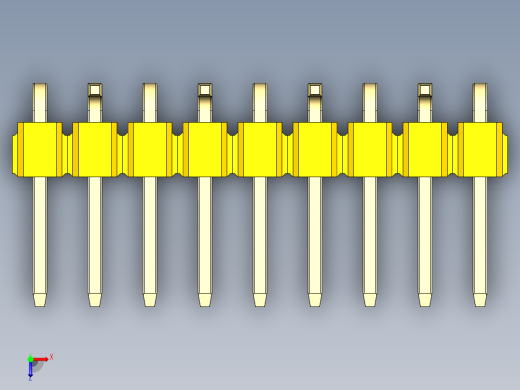 彩色公排针 100mil 2.54mm 系列-DS1022_yellow_09p_100mil_Type_SMT_R2_rev1.0俯视缩略图