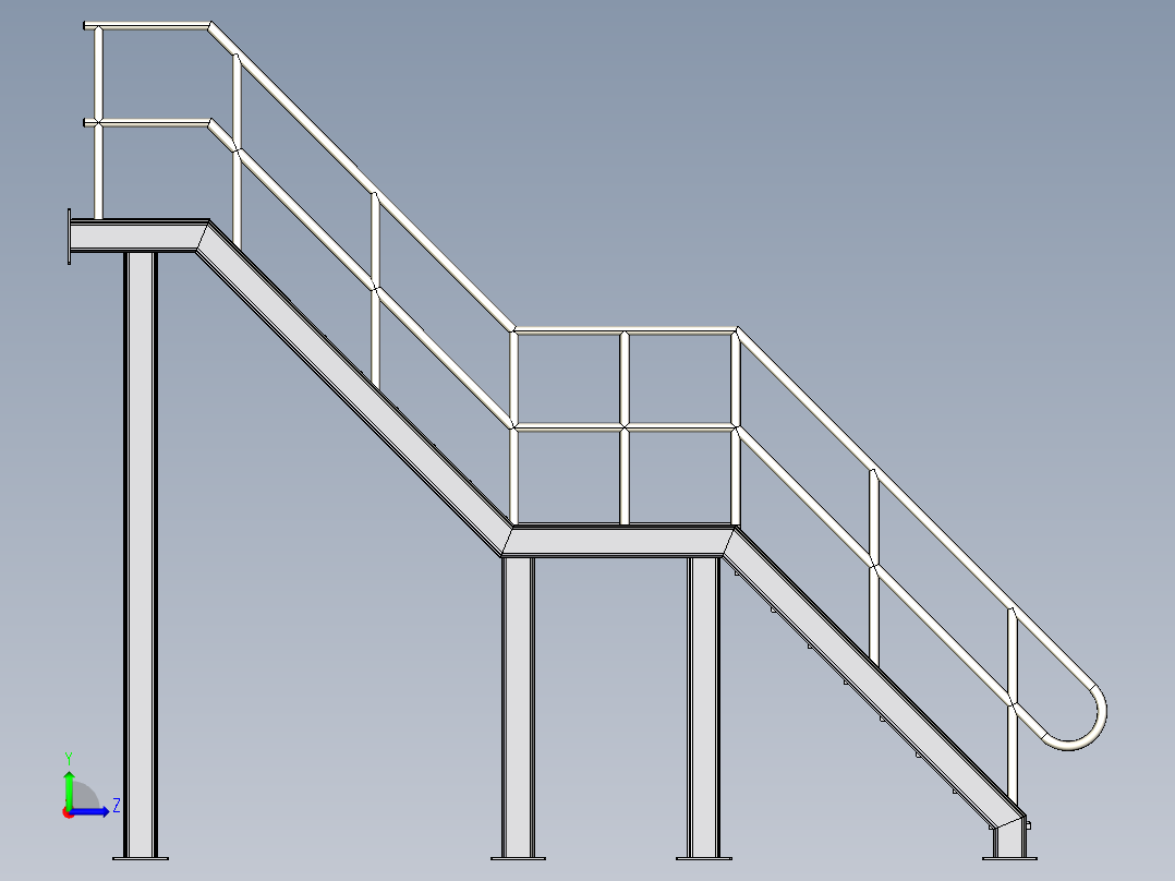 steel-stair仓库钢结构楼梯左视图