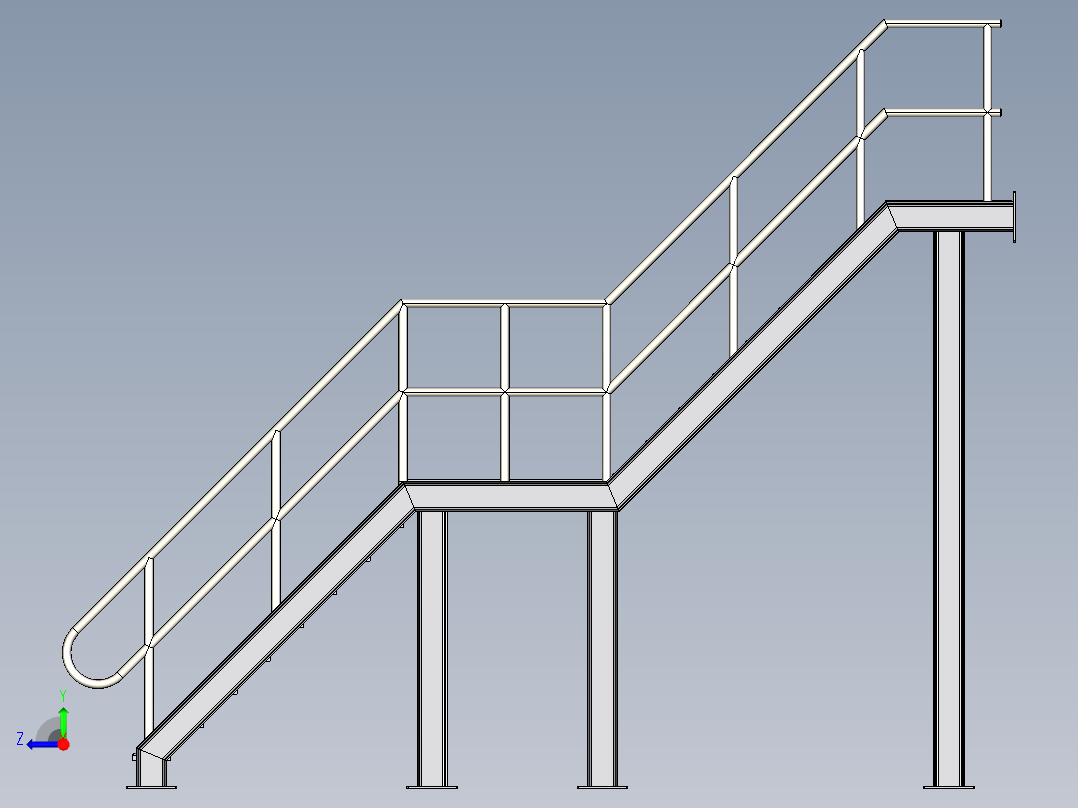 steel-stair仓库钢结构楼梯右视图