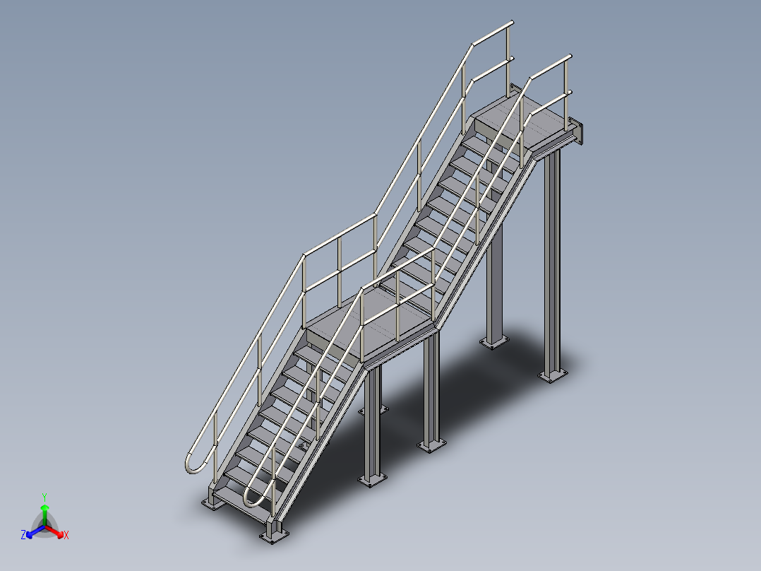 steel-stair仓库钢结构楼梯正等轴测图