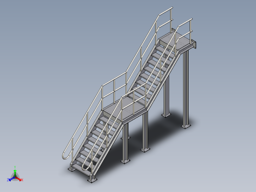 steel-stair仓库钢结构楼梯正等轴测缩略图