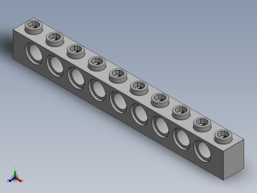 乐高机械组积木（横梁）-273001 White Technic Brick 1 x 10 with Holes