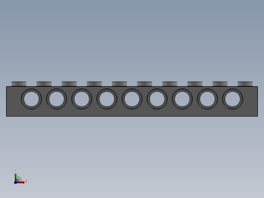 乐高机械组积木（横梁）-273001 White Technic Brick 1 x 10 with Holes前视缩略图