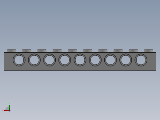 乐高机械组积木（横梁）-273001 White Technic Brick 1 x 10 with Holes后视缩略图