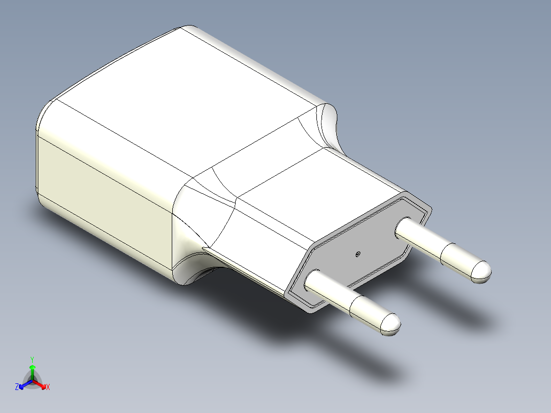 直流适配器充电器14正等轴测图