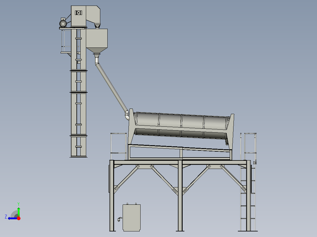 谷物脱壳加工用谷壳分离装置右视图
