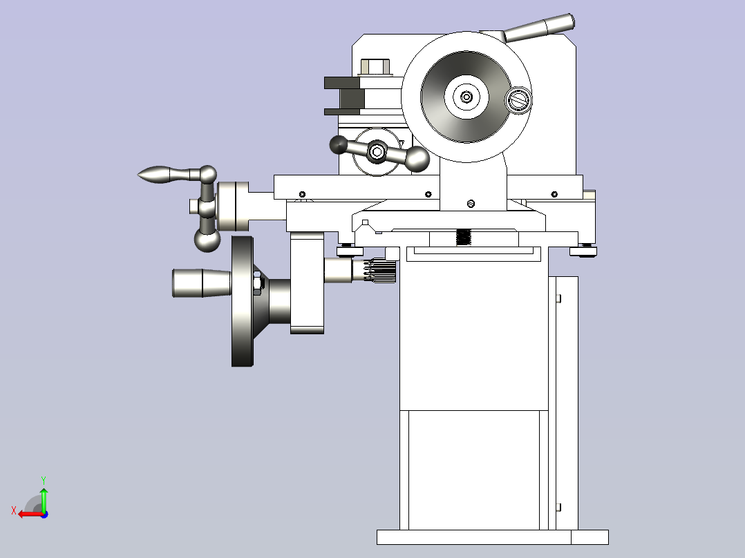 迷你车床3D图模型后视图