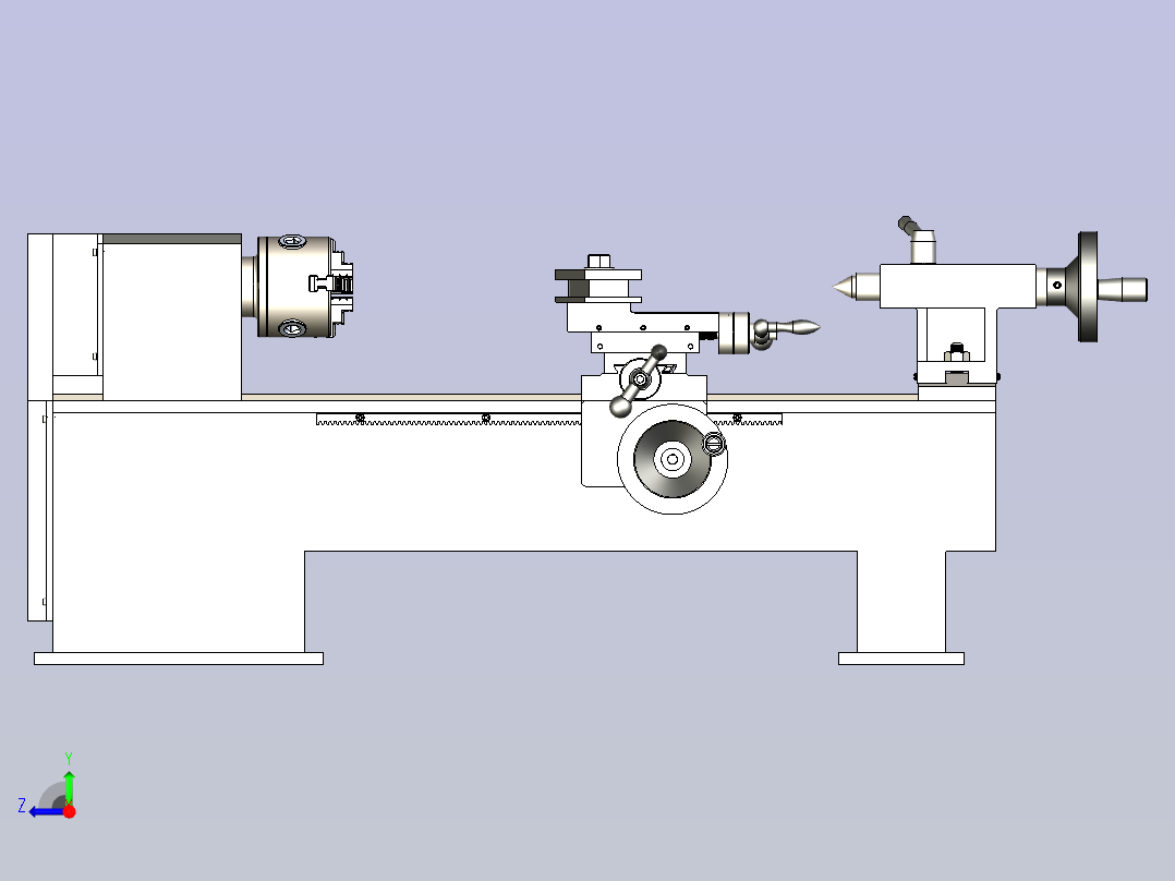 迷你车床3D图模型右视图