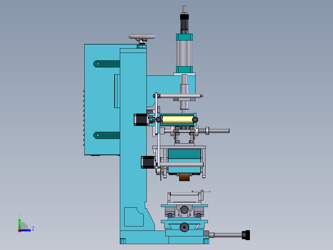桌上型烫金热转印机sldprt三维素材模型3D图纸图1纸左视图