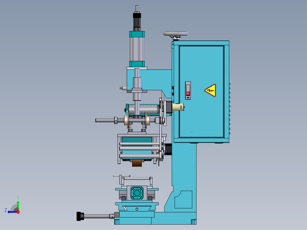 桌上型烫金热转印机sldprt三维素材模型3D图纸图1纸右视图