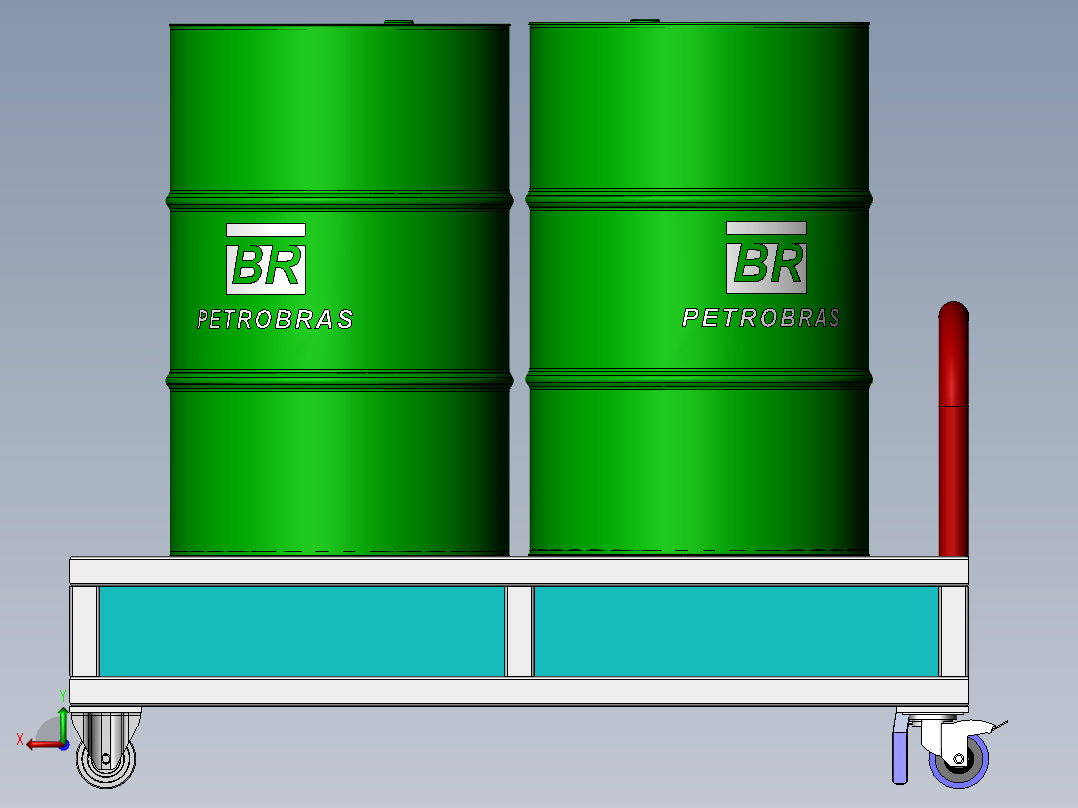 移动油桶储存架后视图