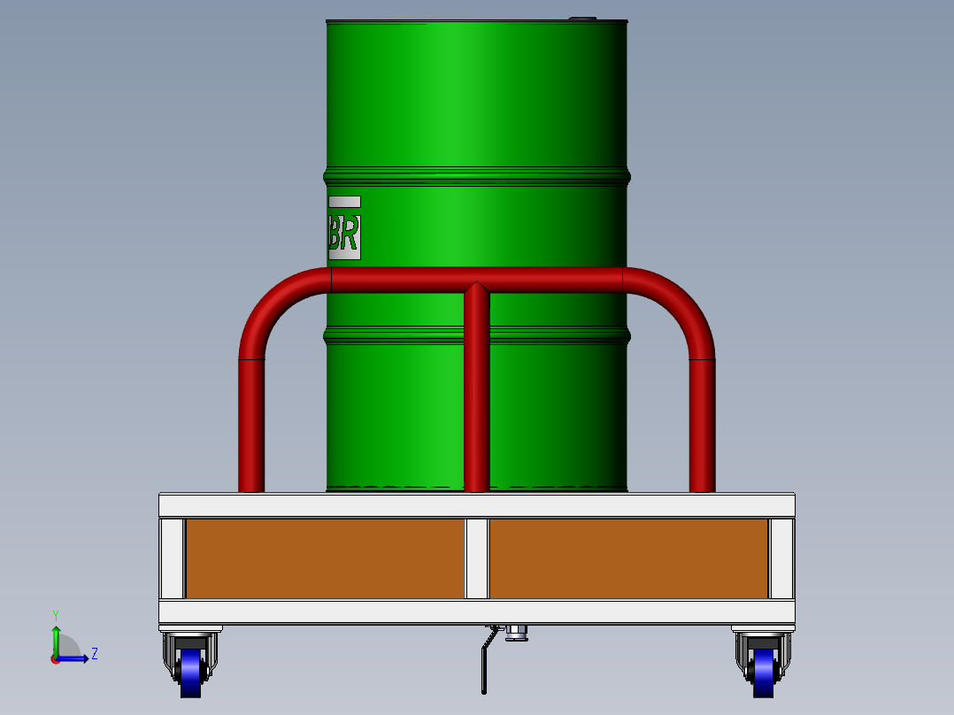 移动油桶储存架左视图