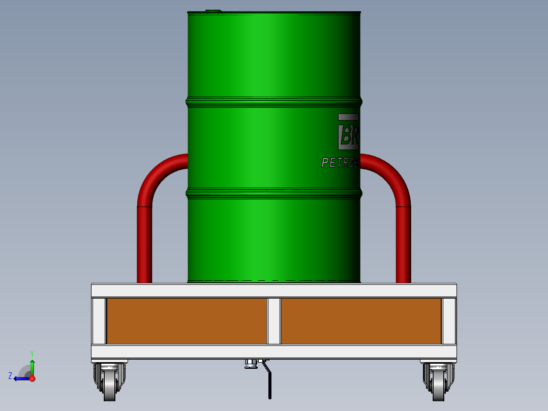 移动油桶储存架右视图
