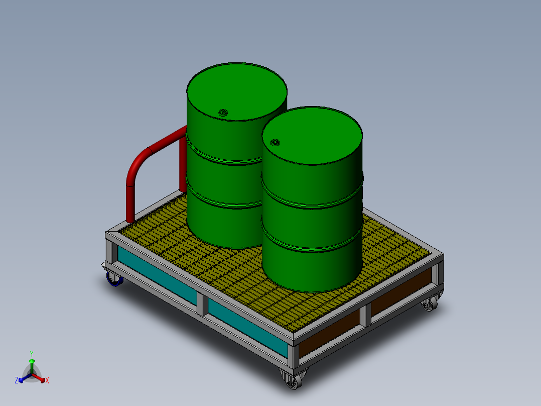 移动油桶储存架正等轴测图