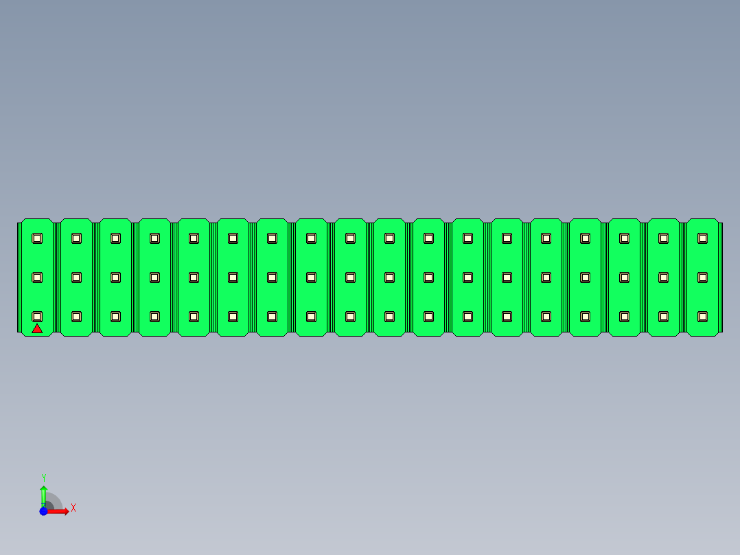 彩色公头100mil（2.54mm）系列-DS1021_green_3x18p_100mil_Type43_rev1.0前视图