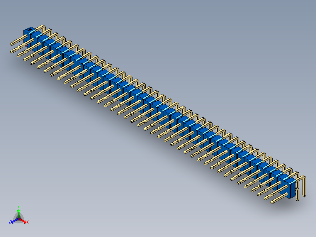 彩色公排针 100mil 2.54mm 系列-DS1022_blue_2x40p_100mil_TypeD_rev1.0主视图