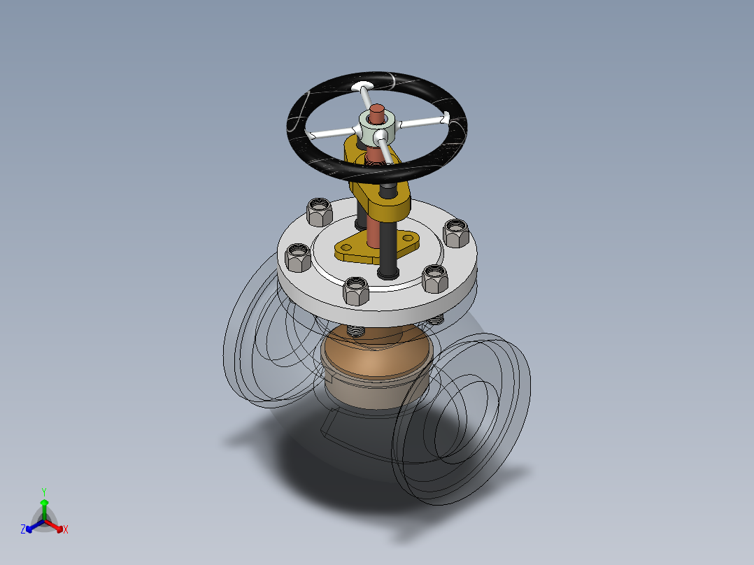 截止阀 (1)正等轴测图