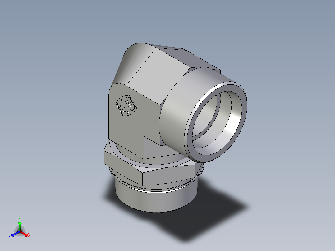 卡套式工业通用硬管接头EO_Adjustable_Locknut_elbow_WEE38SMOROMDCF主视图