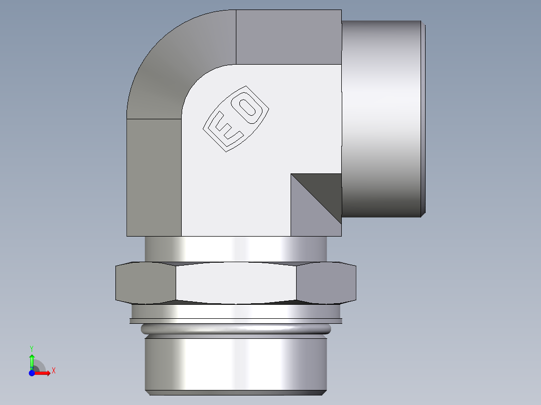 卡套式工业通用硬管接头EO_Adjustable_Locknut_elbow_WEE38SMOROMDCF前视图