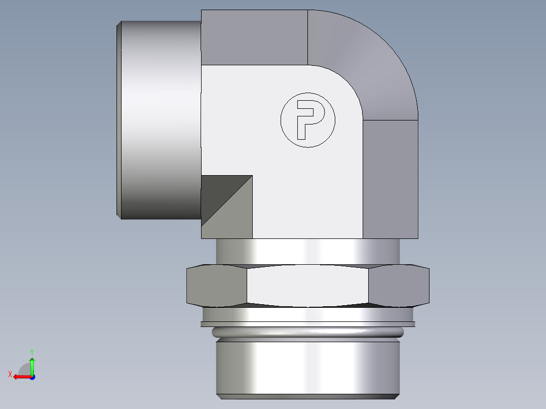 卡套式工业通用硬管接头EO_Adjustable_Locknut_elbow_WEE38SMOROMDCF后视图