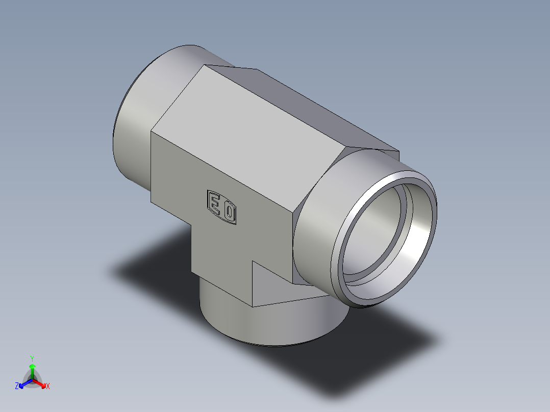 卡套式工业通用硬管接头EO_Union_tee_T28LCFX主视图