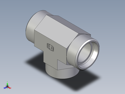 卡套式工业通用硬管接头EO_Union_tee_T28LCFX正等轴测缩略图