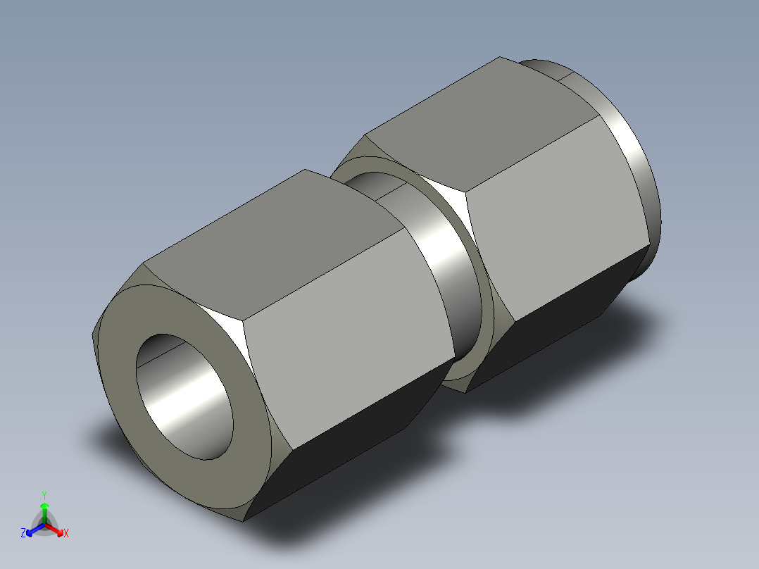 卡套式工业通用硬管接头8-4_gbu-s正等轴测图