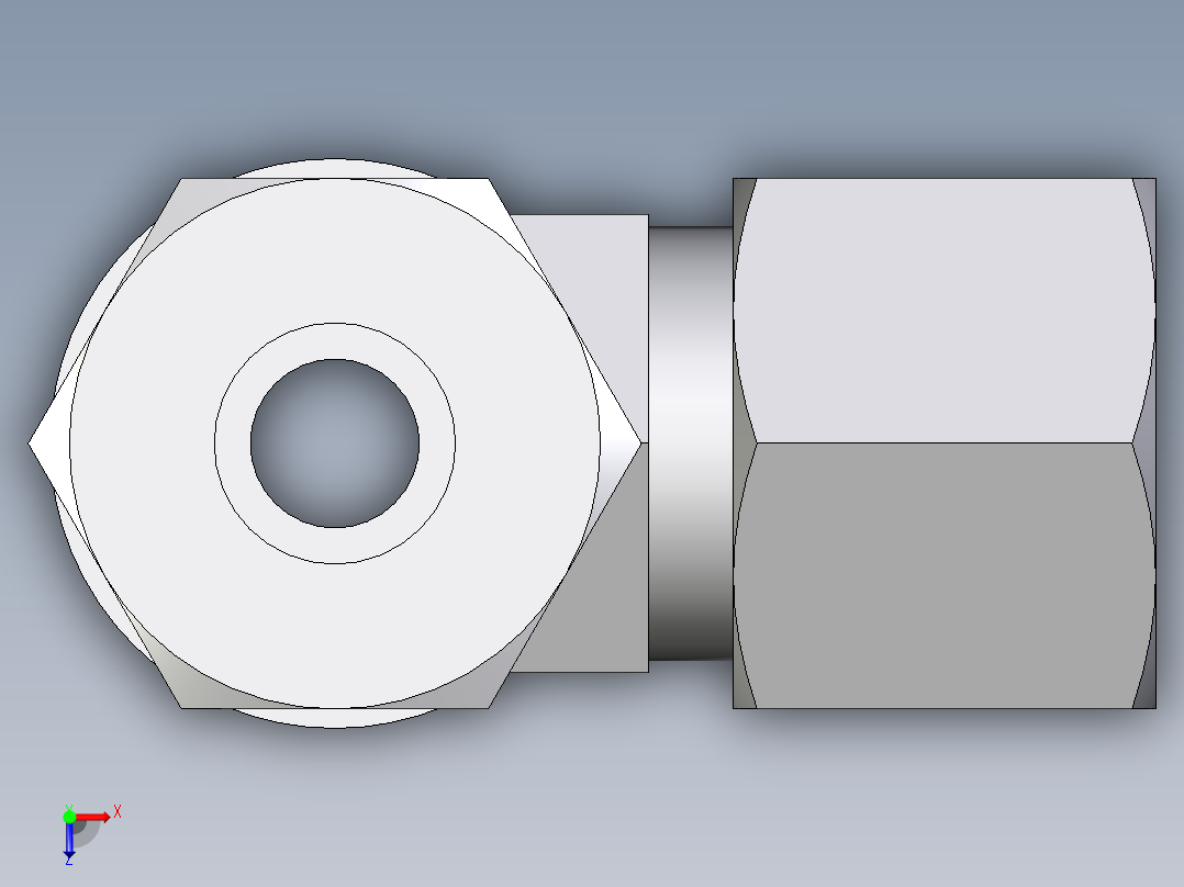 卡套式工业通用硬管接头EO_Adjustable_locknut_run_tee_LEE10ZSMCF俯视图