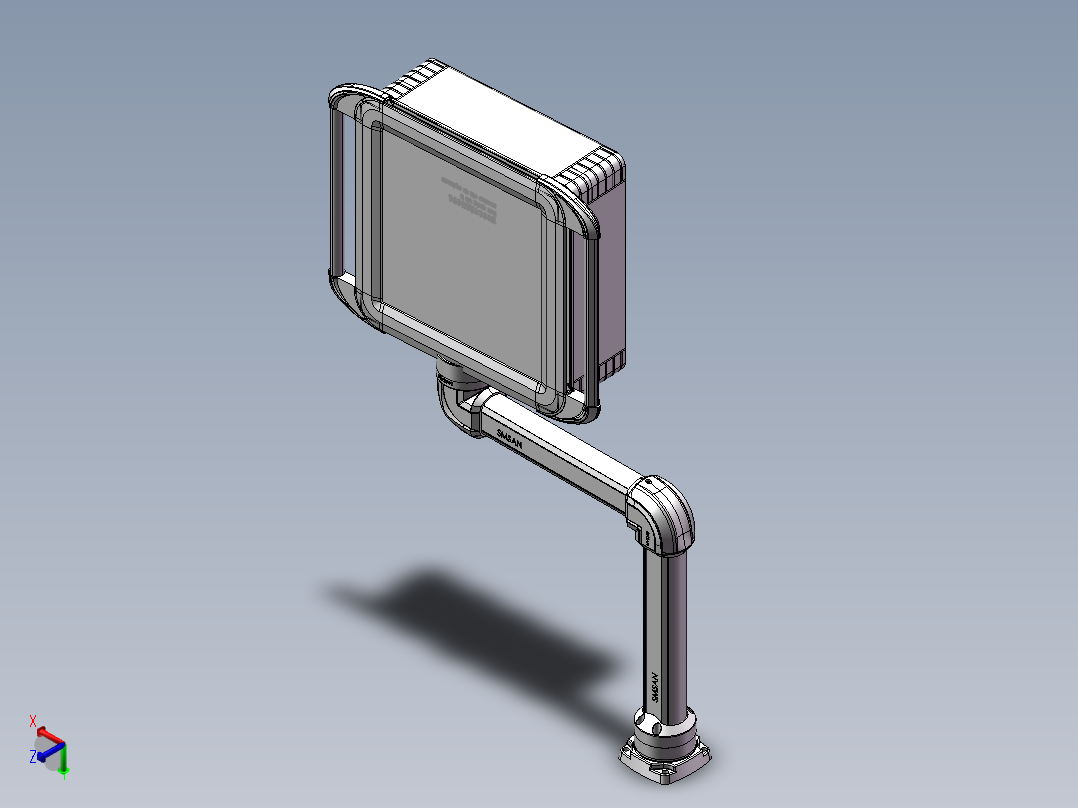 向上旋转底座+转角+90度箱体连接器+控制箱正等轴测图
