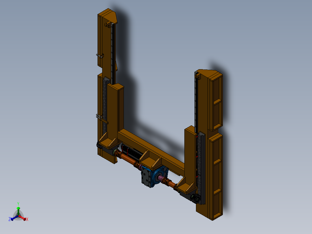 齿轮齿条位移机构三维SW正等轴测图