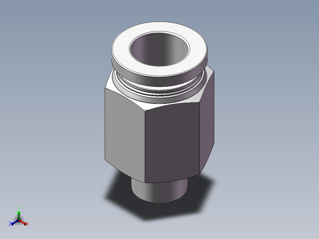 螺纹直通APC10-01（1分10厘）正等轴测图