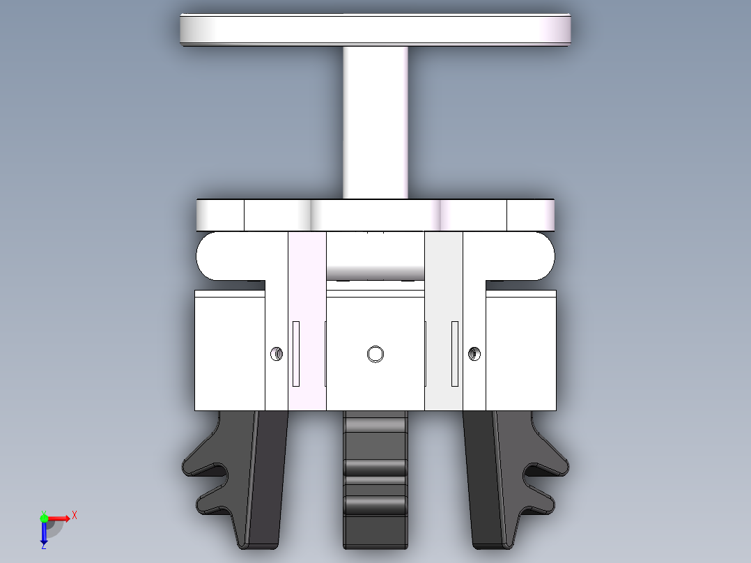 气动柔性夹爪组件俯视图