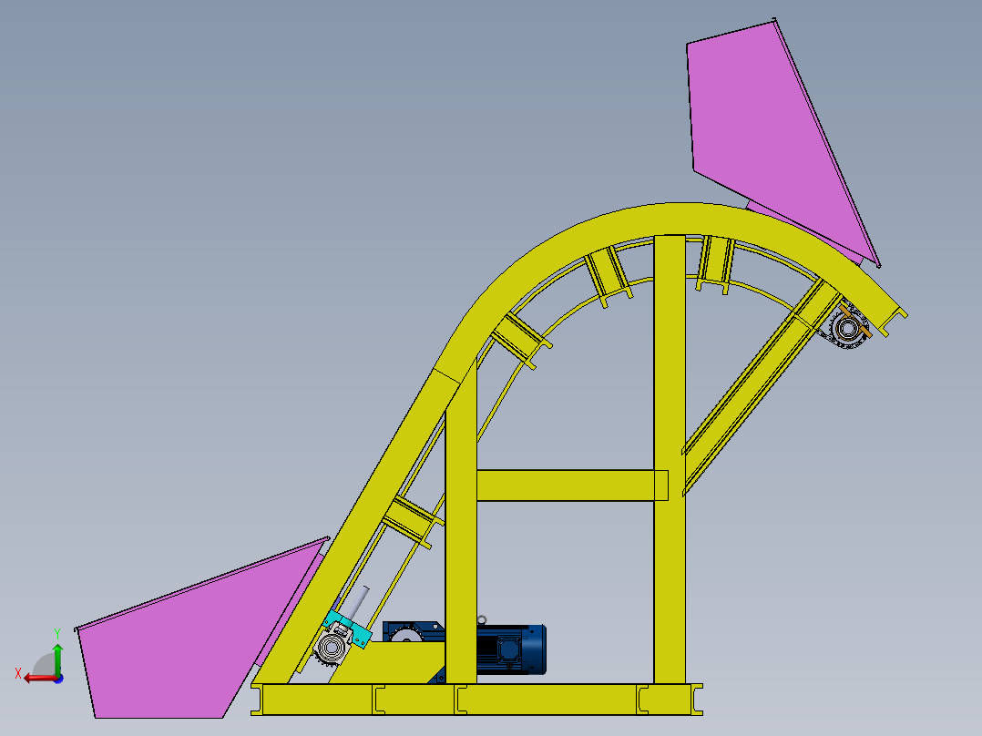 斗式提升机三维含零件图带参数可编辑后视图