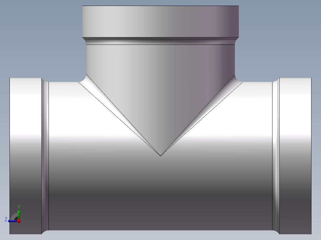 三通-等径 DN25右视图