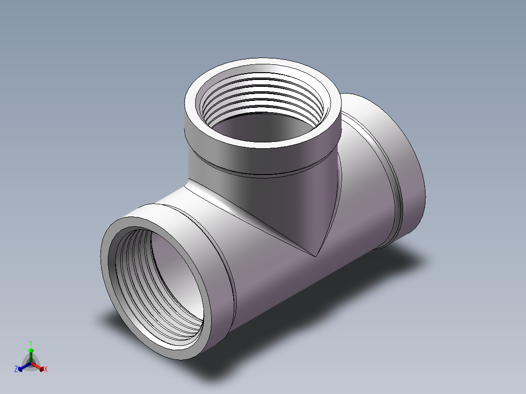 三通-等径 DN25正等轴测图