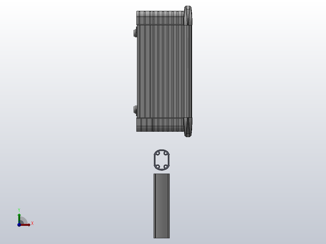 向上垂直墙座+转角+90度箱体连接器+控制箱50-65[向上垂直墙座+转角+90度箱体连接器+控制箱-155-300-300]前视图