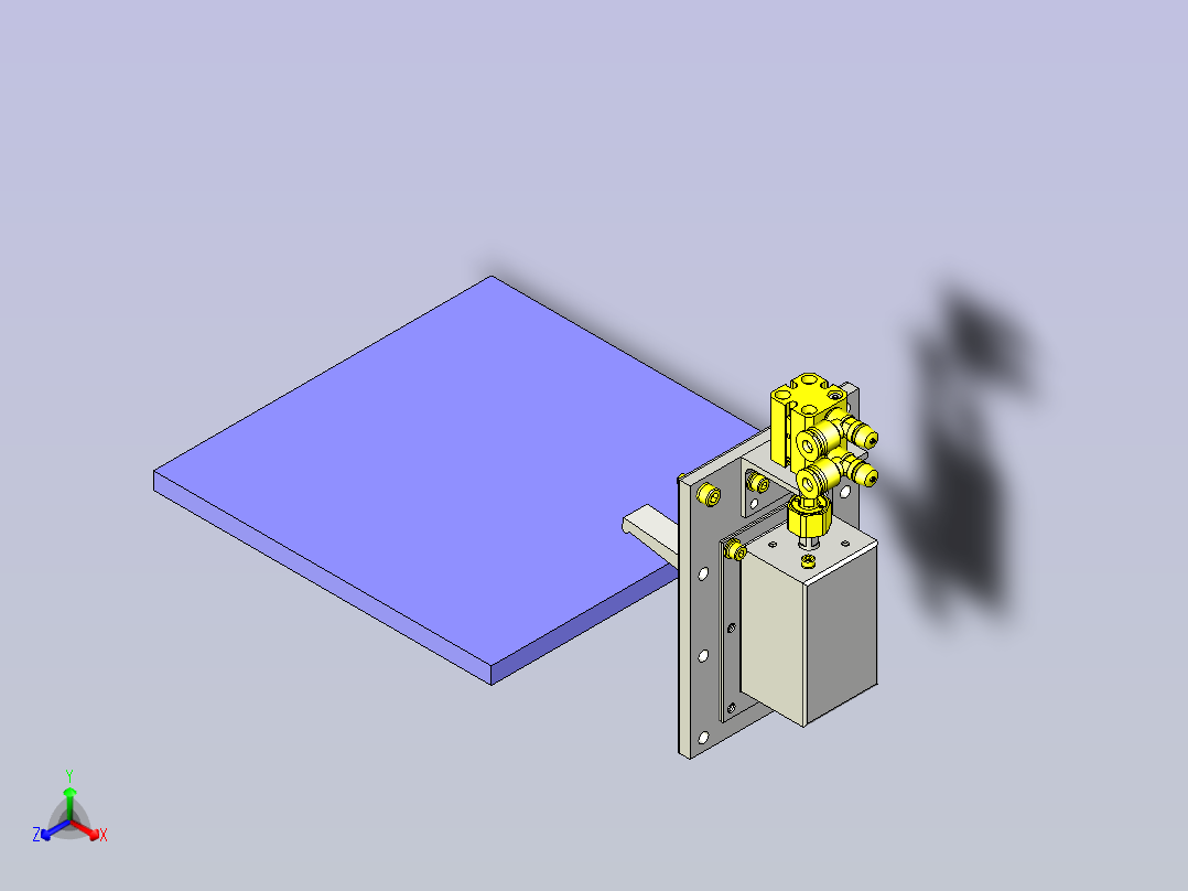 一款清洗装置内的夹紧机构3D模型正等轴测图