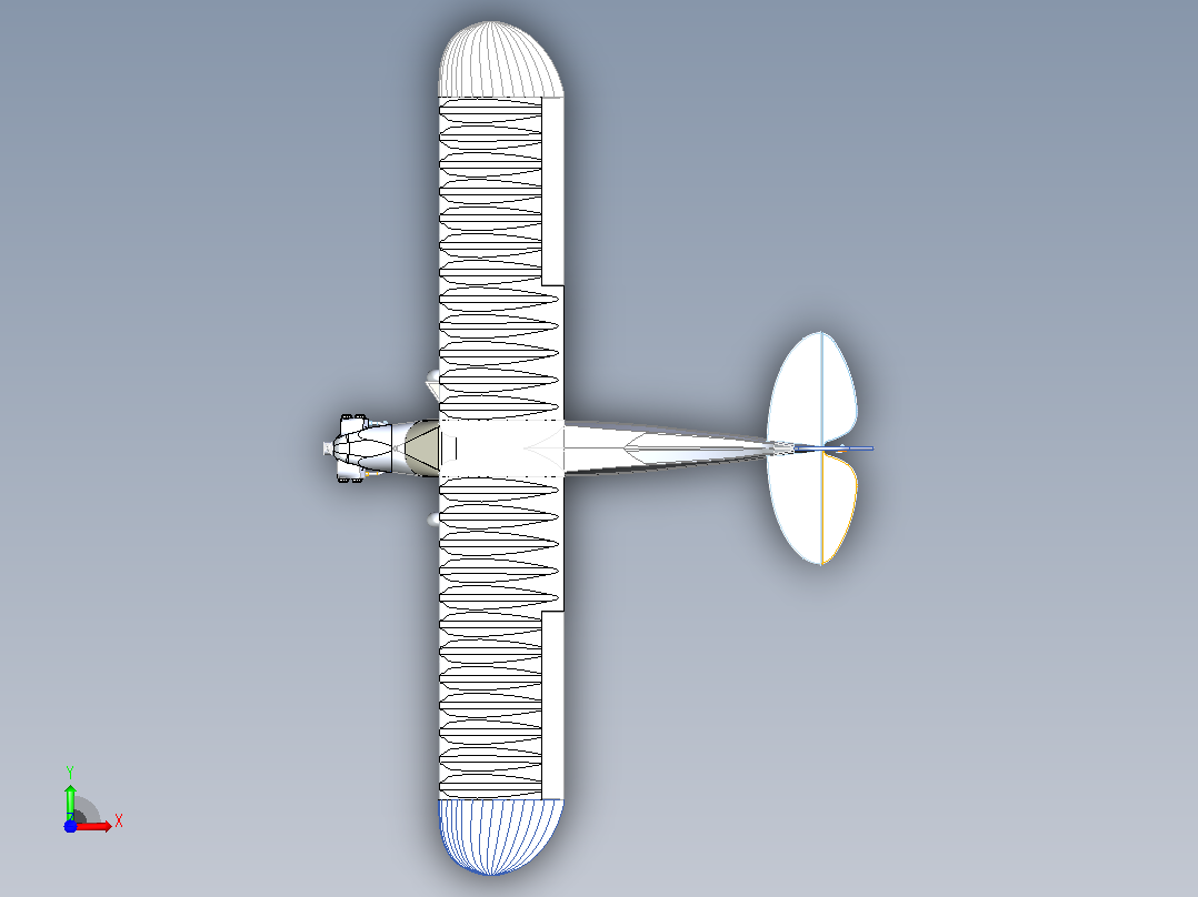 J-3 Cub是一架美国轻型飞机前视图