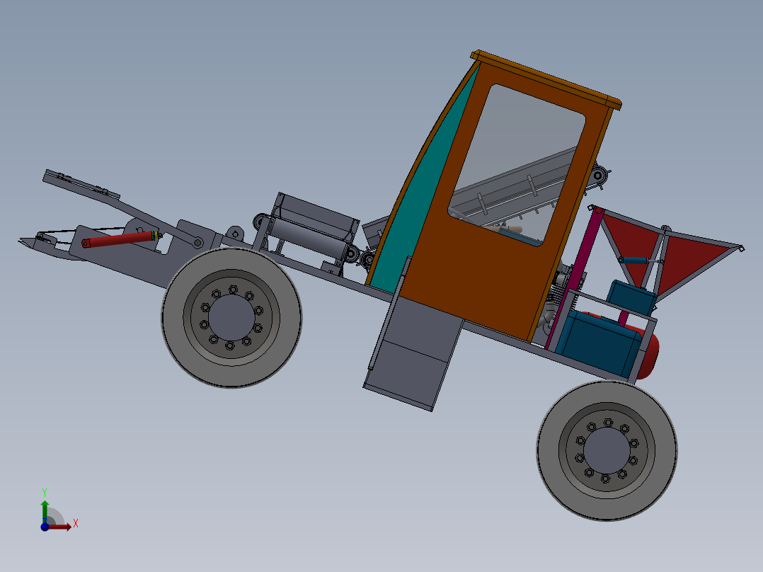 蒜苔采摘机sw16可编辑前视图